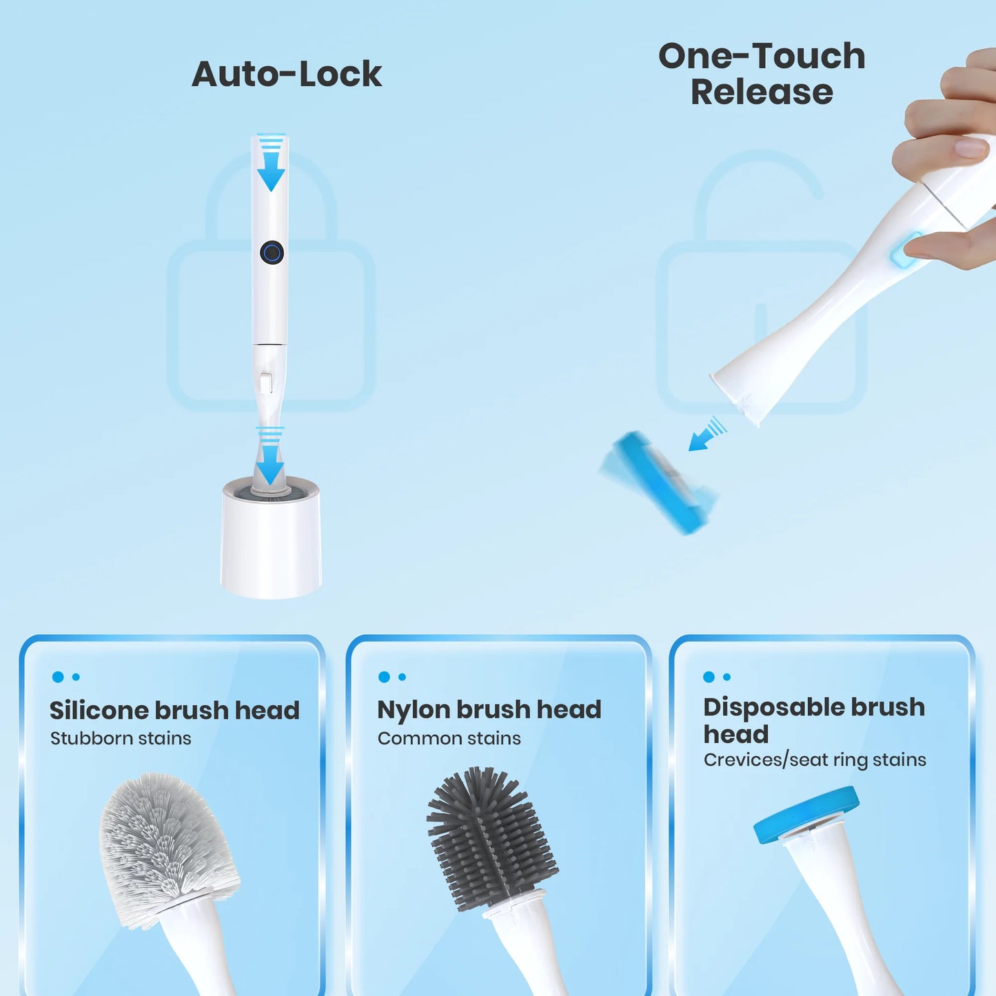 8 in 1 Electric Toilet Brush Scrubber and Holder Set with  Disposable Refill Heads
