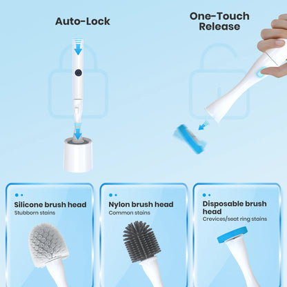 8 in 1 Electric Toilet Brush Scrubber and Holder Set with  Disposable Refill Heads