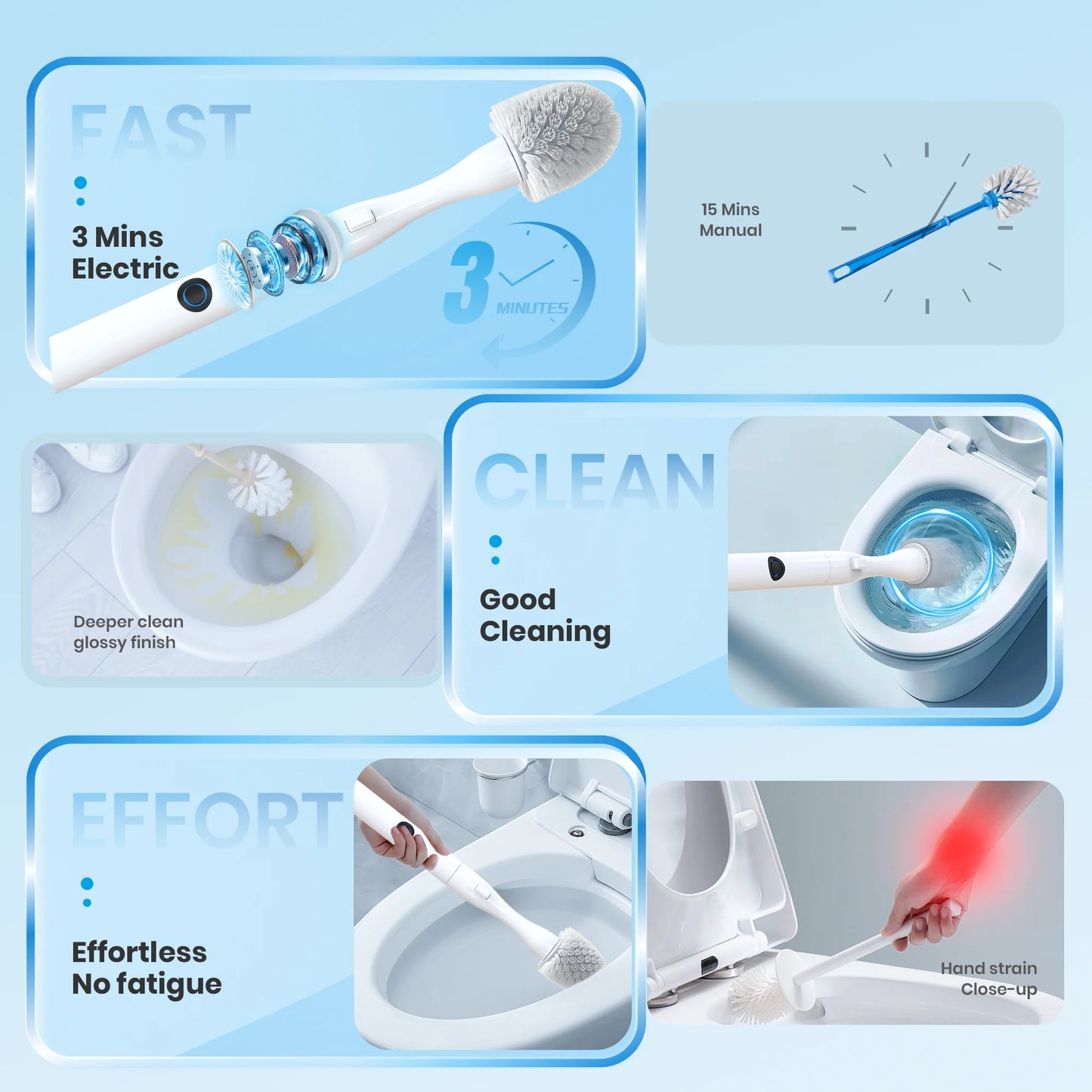 8 in 1 Electric Toilet Brush Scrubber and Holder Set with  Disposable Refill Heads