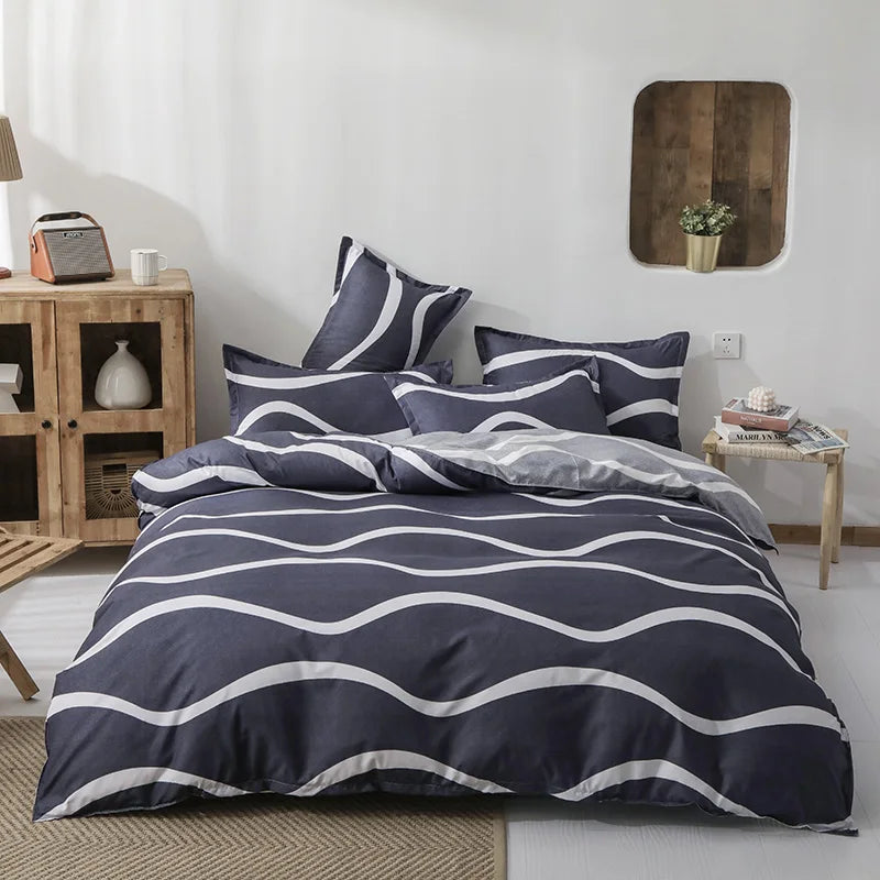 Cotton Bedding Set Queen King Size Bright Leaf Duvet Cover Bed Sheet Set