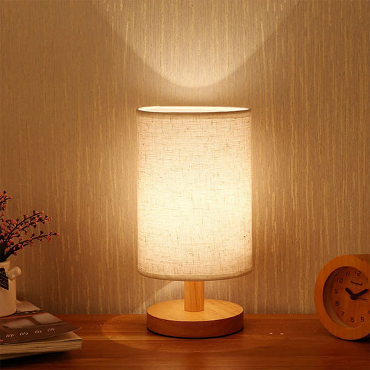USB Wooden Bedside Table Lamp